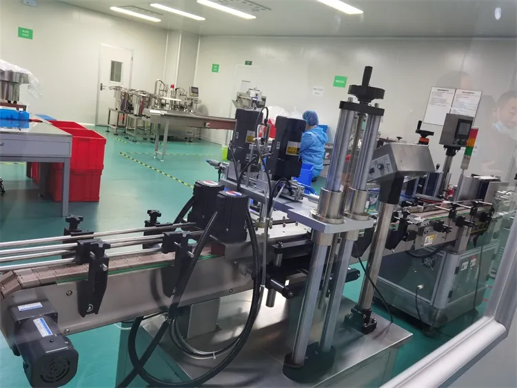 Enclosed filling and capping line inside the cleanroom